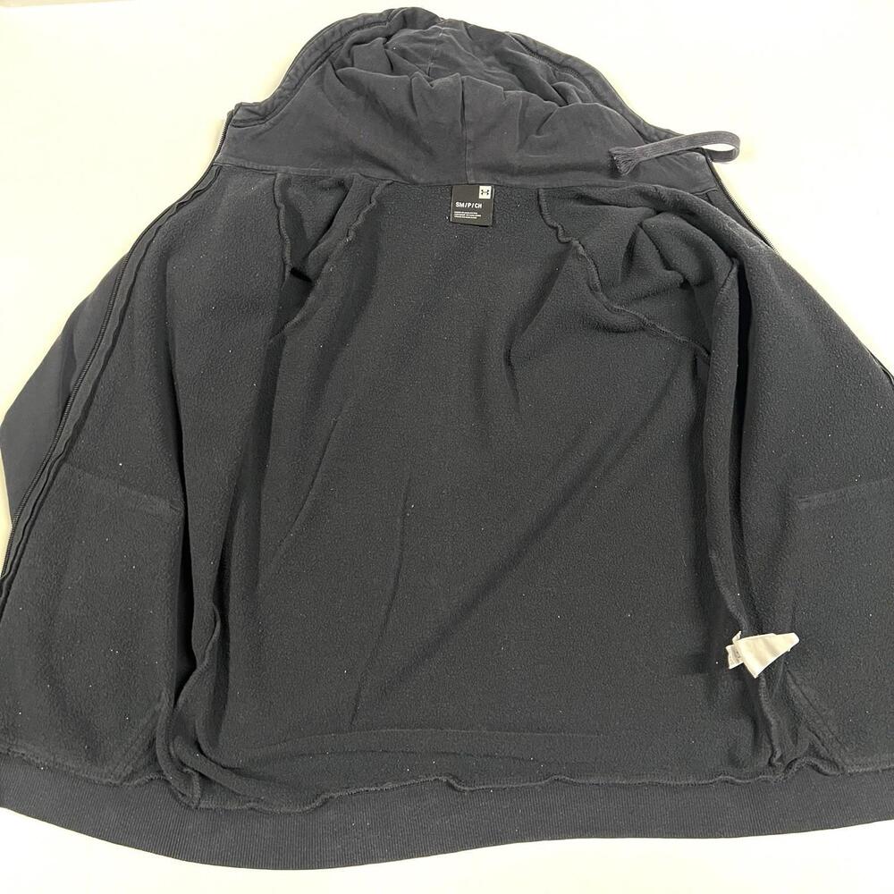 Under Armour Hoodie Sweatshirt Mens Sz S Black Full Zip Fleece Raglan 1320737 - Picture 6 of 11